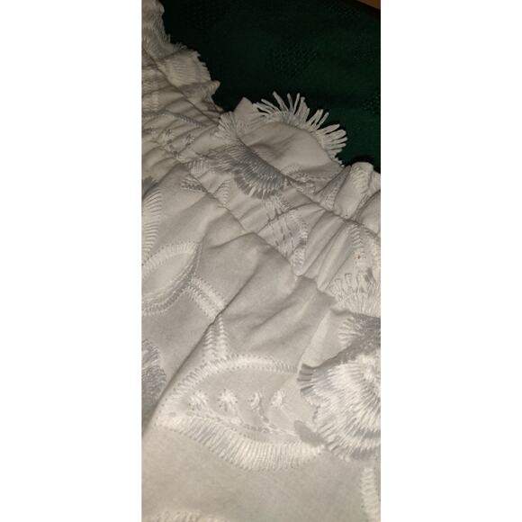 Versona White Mini Skirt Womens Large Textured Embroidered Floral All Cotton 3D - Picture 4 of 16